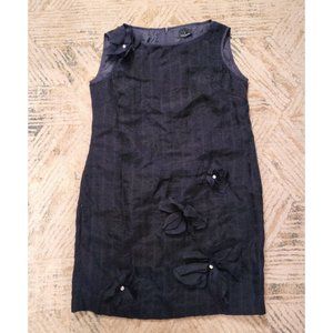 Vtg Craig Signer Black Sleeveless Sheath Cocktail Dress Jeweled Flowers Size 16